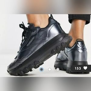 Black Silver Leather Reebok sneaker